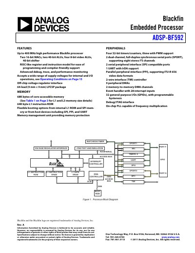 Analog Devices ADSP-BF592 Product Handbook - cover page