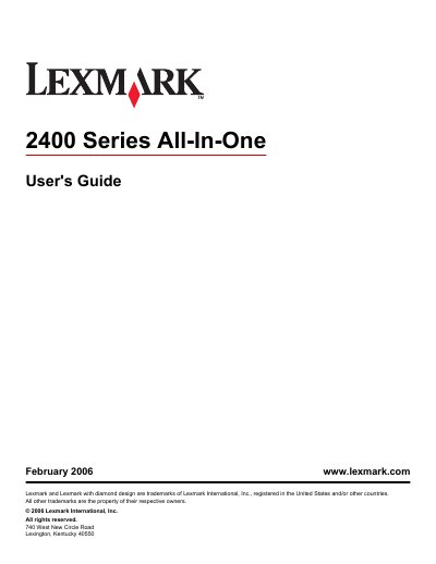 Lexmark 2400 Series All-In-One User Manual - cover page