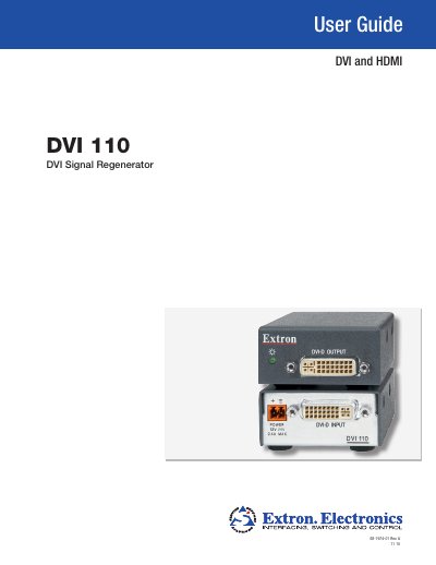 Extron DVI 110 Signal Regenerator User Guide