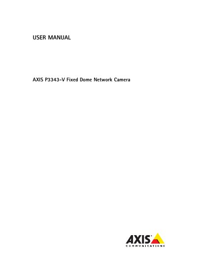 Axis P3343-V Fixed Dome Network Camera User Manual - cover page
