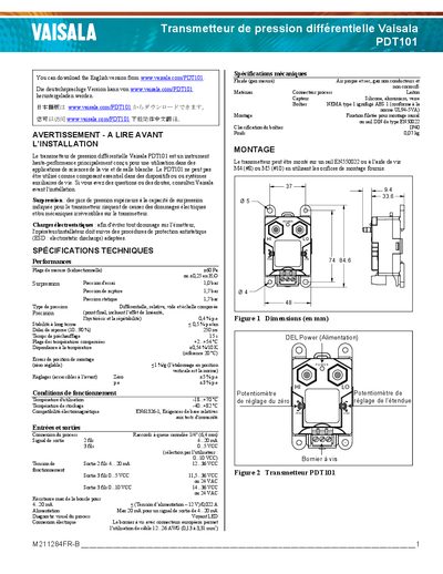 Vaisala PDT101 Installation Guide - cover page