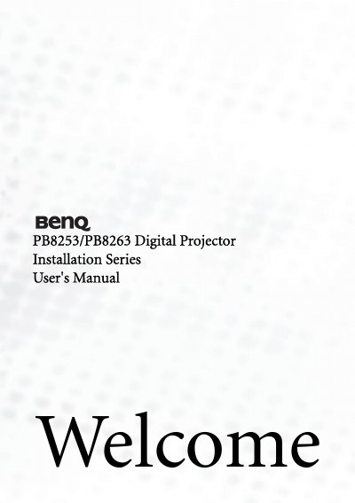 BenQ PB8253/PB8263 Digital Projector Installation User Manual - cover page