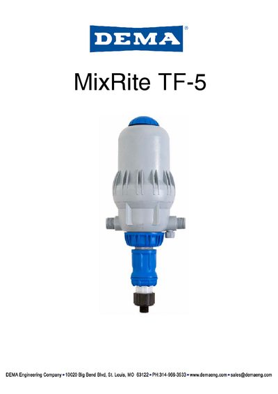 MixRite TF-5 Fertilizer and Chemicals Injector User Manual - cover page