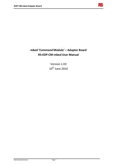 Electrocomponents RS-EDP-CM-mbed Adapter Board User Manual - cover page
