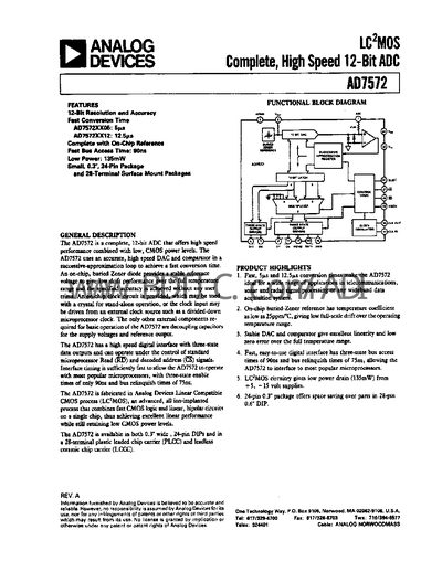 Analog Devices AD7572 Datasheet Handbook - cover page