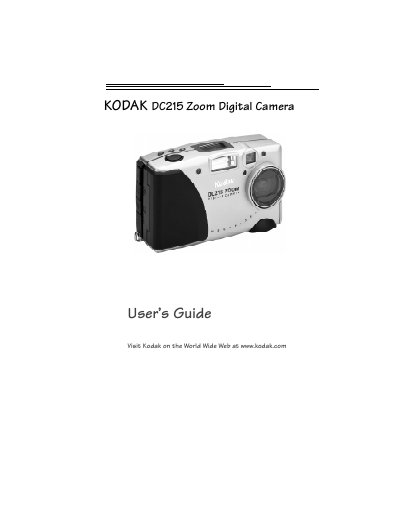 Kodak DC215 Zoom Digital Camera User Guide - cover page