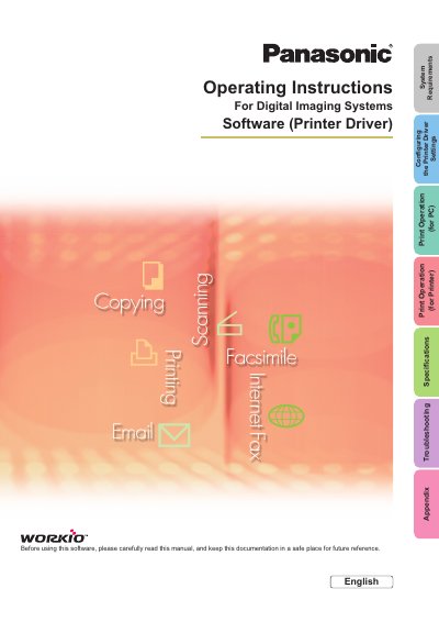 Panasonic Printer Driver Operating Instructions - cover page