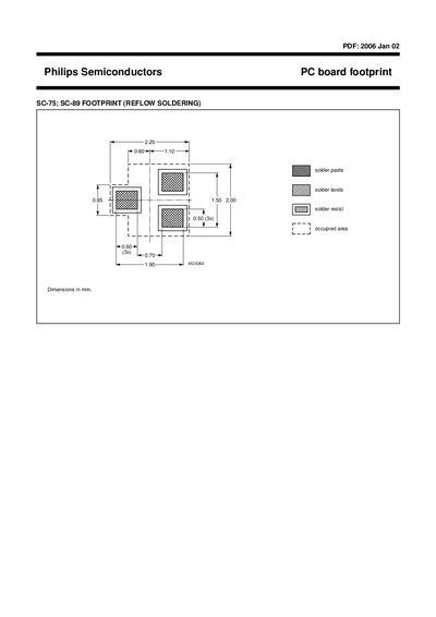 Philips SC-75; SC-89 FOOTPRINT (REFLOW SOLDERING) Semiconductors PC board footprint Manual - cover page