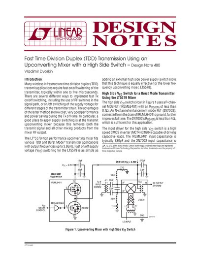 Linear Technology Design Note 480 Fast TDD Transmission Using Upconverting Mixer with High Side Switch - cover page