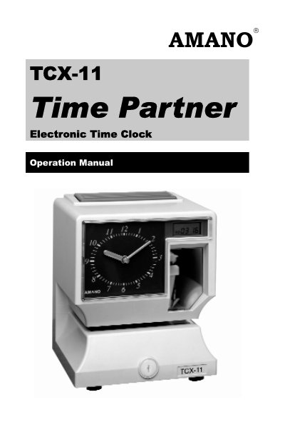 Amano TCX-11 Time Partner Electronic Time Clock Operation Manual - cover page