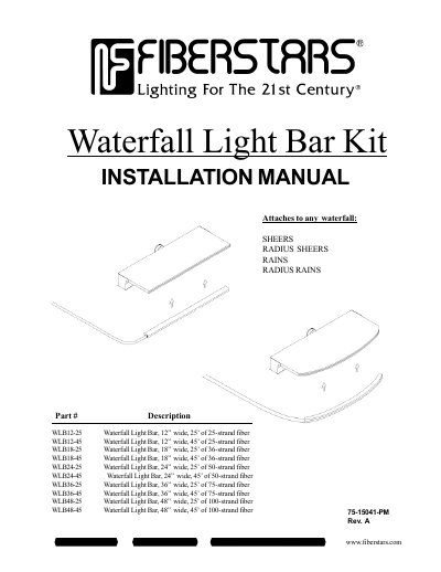 Fiberstars Waterfall Light Bar Kit Installation Manual - cover page