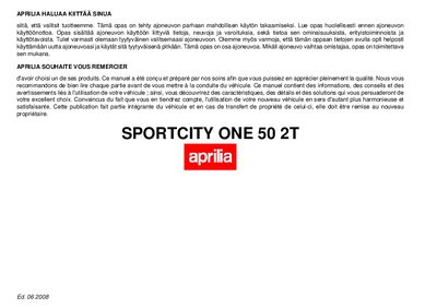 aprilia 854078 Sportcity One 50 2T SF-F Manual - cover page