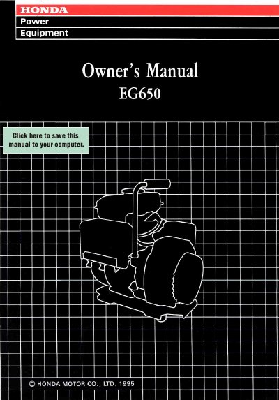 Honda EG650 Generator Owner's Manual - cover page