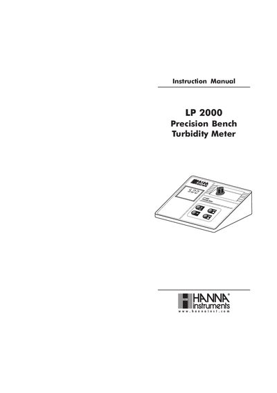Hanna Instruments LP 2000 Precision Bench Turbidity Meter Instruction Manual - cover page