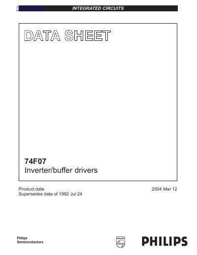 Philips 74F07 Hex Inverter/Buffer Drivers Datasheet - cover page