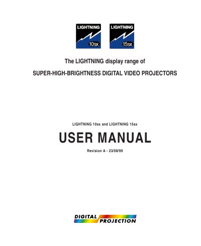 Digital Projection LIGHTNING 10sx and 15sx Projector User Manual - cover page