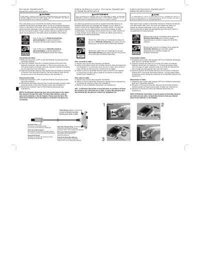 Nintendo GameCube Game Boy Advance Cable User Manual - cover page