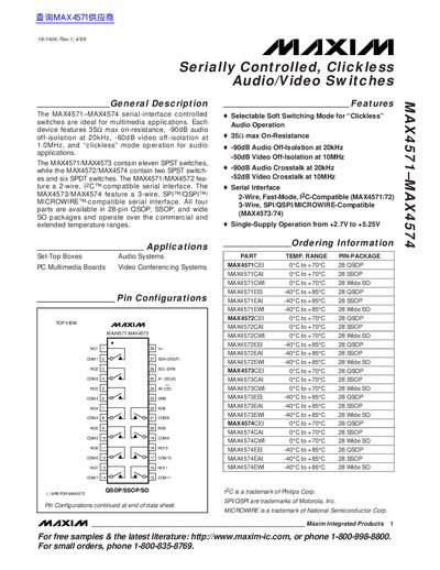 MAXIM MAX4571-MAX4574 Audio/Video Switches Datasheet - cover page