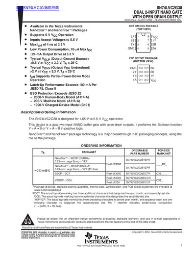 Texas Instruments SN74LVC2G38 Datasheet - cover page