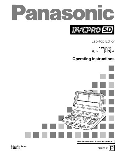 Panasonic AJ-LT95 DVCPRO Editor Operating Instructions - cover page