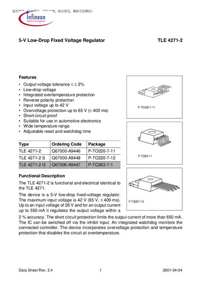 Infineon TLE 4271-2 Datasheet - cover page