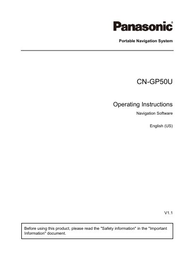 Panasonic CNGP50U-SW Manual - cover page
