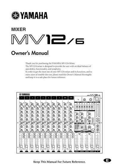 Yamaha MV12/6 Mixer Owner's Manual