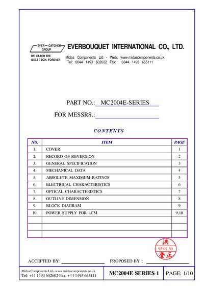 EVERBOUQUET MC2004E-SERIES Datasheet - cover page