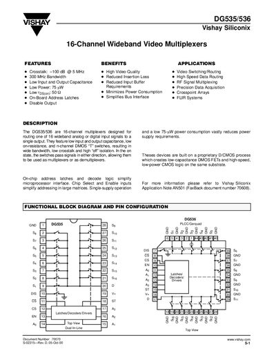 Vishay DG535/DG536 Datasheet - cover page