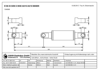 HAHN Gasfedern D 08 23 0200 2 0550 AU19 AU19 00000N handbook - cover page