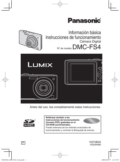 Panasonic DMC-FS4 Digital Camera User Manual - cover page