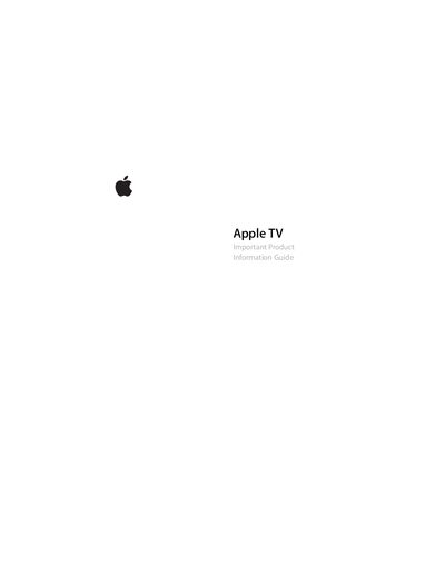 Apple TV Important Product Information Guide - cover page