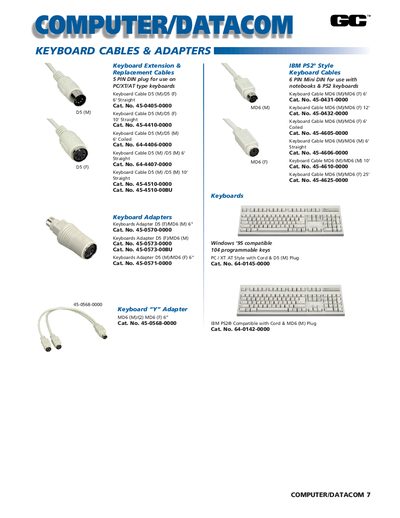 Computer/Datacom 7 Keyboard Cables & Adapters Product Leaflet - cover page