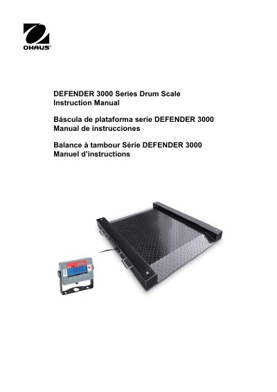 Ohaus DEFENDER 3000 Series Drum Scale Instruction Manual - cover page