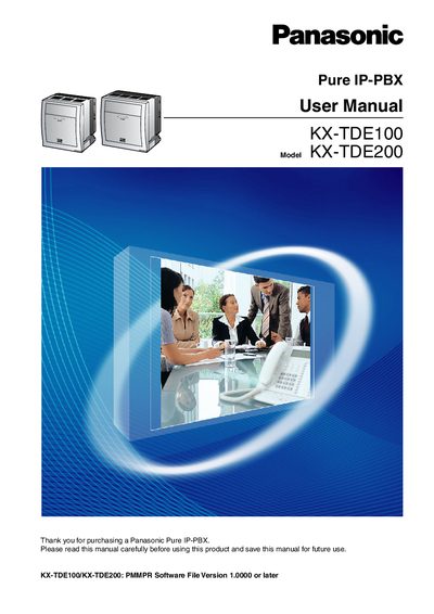 Panasonic KX‑TDE100/KX‑TDE200 Pure IP‑PBX User Manual