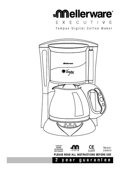 Creative Housewares Tempus Digital Coffee Maker User Manual - cover page