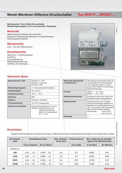 Barksdale DPD1T / DPD2T Technology Data - cover page