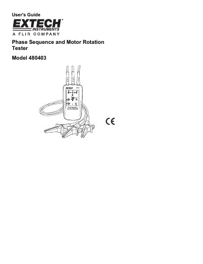Extech Model 480403 Phase Sequence and Motor Rotation Tester User's Guide - cover page