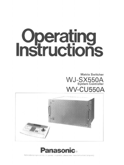 Panasonic WJ-SX550A Matrix Switcher User Manual - cover page
