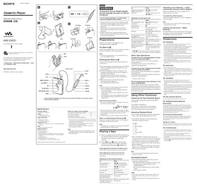 Sony WM-EX631 Walkman User Manual - cover page