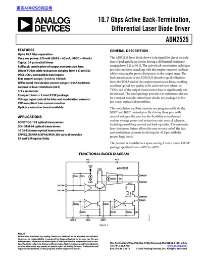 Analog Devices ADN2525 Datasheet