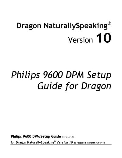 Philips 9600 DPM Installation Guide - cover page