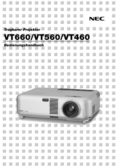 NEC VT660/VT560/VT460 Portable Projector User Manual - cover page