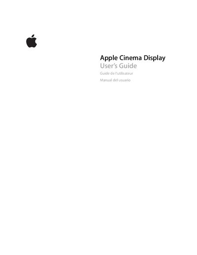 Apple Cinema Display User Guide (Models A1081-A1083) - cover page