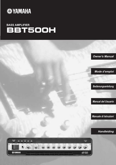 Yamaha BBT500H Bass Amplifier Owner's Manual