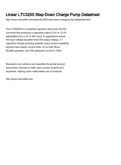 Linear Technology LTC3255 Step-Down Charge Pump Datasheet - cover page