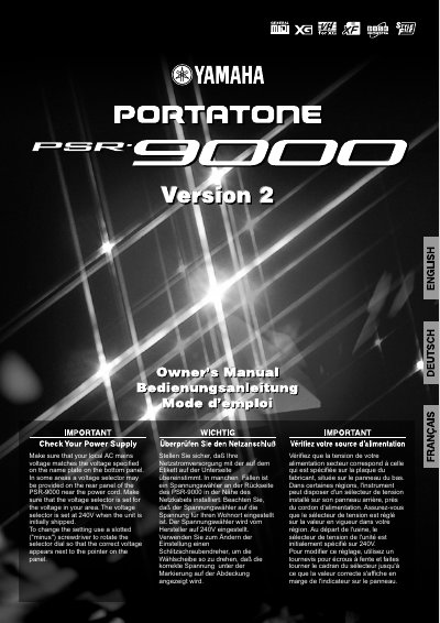 Yamaha PSR-9000 Keyboard User Manual