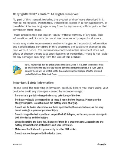 i-mate ULTIMATE 9502 User Manual - cover page