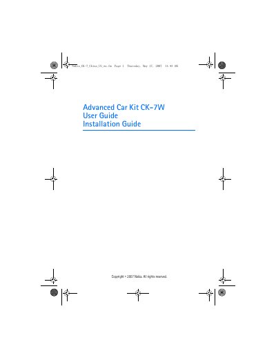 Nokia CK-7W Advanced Car Kit User Manual
