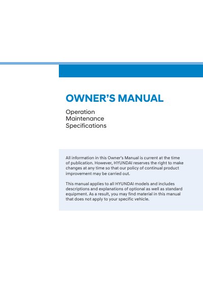 Hyundai All Models Owner's Manual - cover page